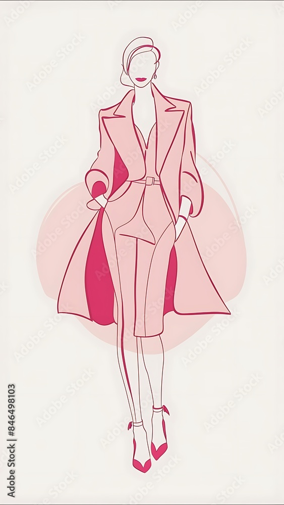 Pink Minimal Line Art Fashion Woman Poster Pink Minimal Line Art Fashion Woman Poster