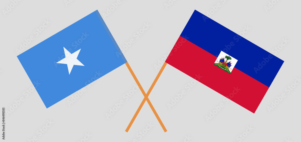 Crossed flags of Somalia and Haiti. Official colors. Correct proportion Crossed flags of Somalia and Haiti. Official colors. Correct proportion