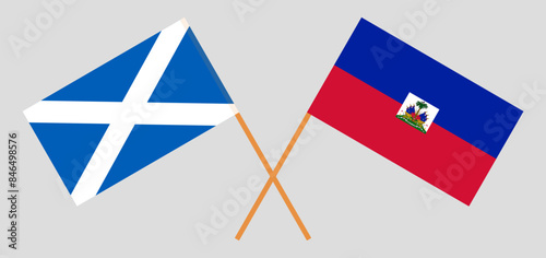 Fotografie Crossed flags of Scotland and Haiti