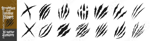 Animal claw scratches set. Wild animal claws scratch texture. Easy editable vector illustration.