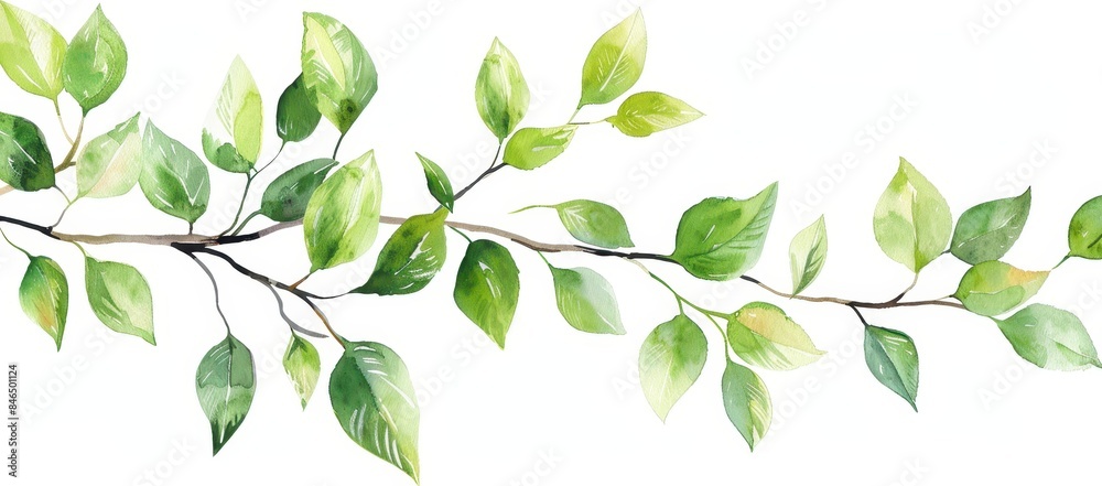 Watercolor Green Leaves Branch. Watercolor Green Leaves Branch.