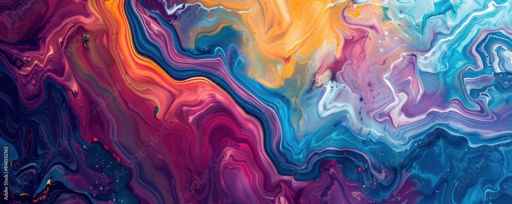 Vibrant abstract painting with swirling colors, including blue, orange, purple, and pink, creating a mesmerizing and dynamic visual effect. Vibrant abstract painting with swirling colors, including blue, orange, purple, and pink, creating a mesmerizing and dynamic visual effect.
