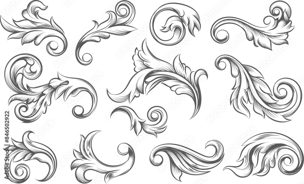 Baroque scroll elements Baroque scroll elements