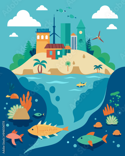 In an effort to protect fragile coral reefs an environmental impact assessment was conducted on a proposed coastal resort development considering the potential impact of. Vector illustration