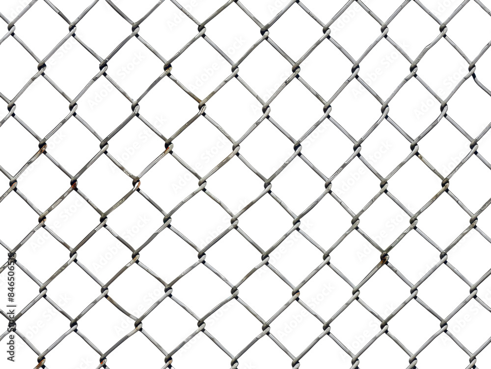 A silver chain link fence Isolated on Transparent Background A silver chain link fence Isolated on Transparent Background