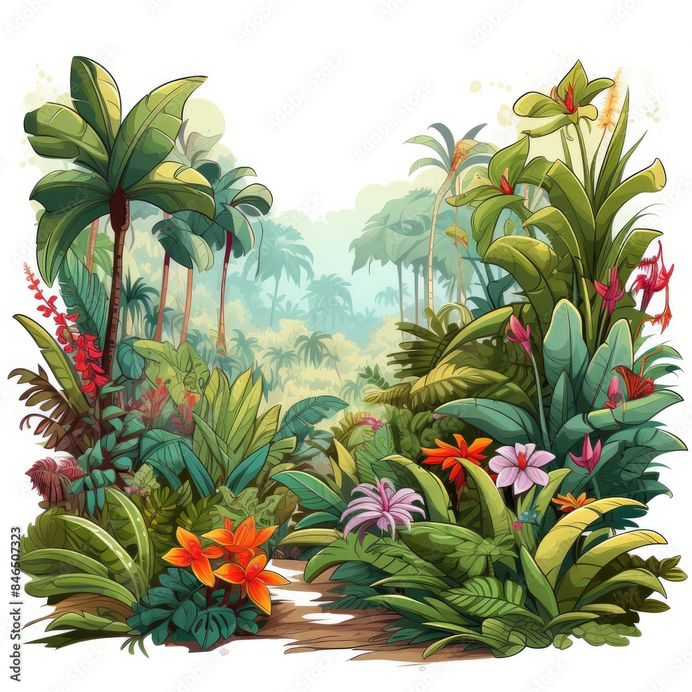 Obraz premium Cartoon Jungle Flora Vector Design