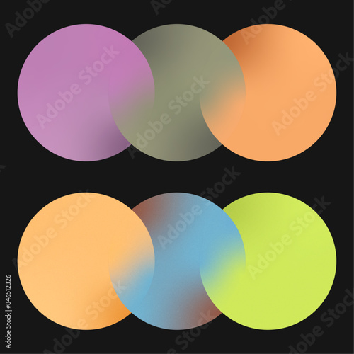 Three merged gradient circles with grain texture, good for logo design, text background