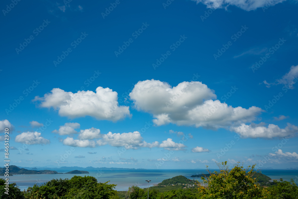 Tropical sea landscape blue sky white clouds background,Summer sea beach background Tropical sea landscape blue sky white clouds background,Summer sea beach background