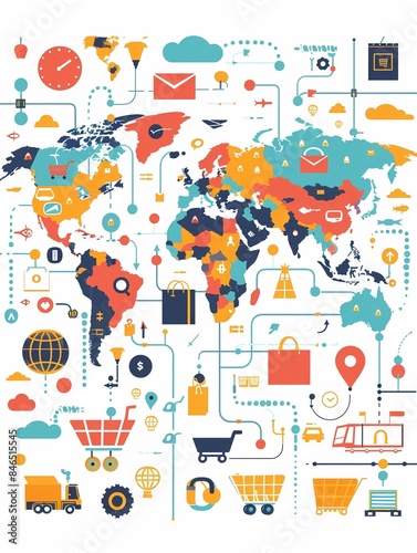 Poster che rappresenta il commercio elettronico transfrontaliero