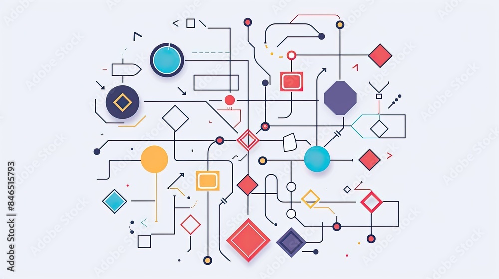 Stylish flowchart with arrows and nodes in a modern design Stylish flowchart with arrows and nodes in a modern design