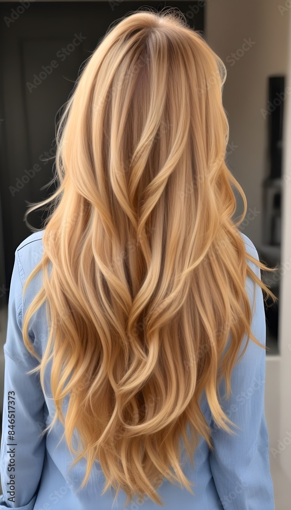 Naklejka premium Long wavey blonde hair background, banner poster header design