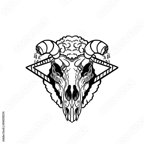 transparent vintage sheep illustration PNG