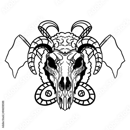 transparent hand drawn sheep and flag illustration PNG