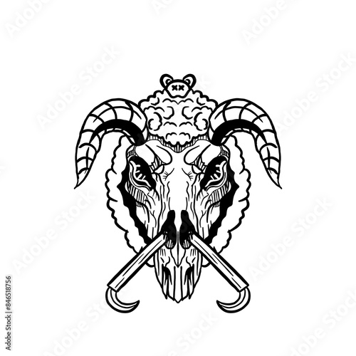 transparent hand drawn cool sheep illustration PNG