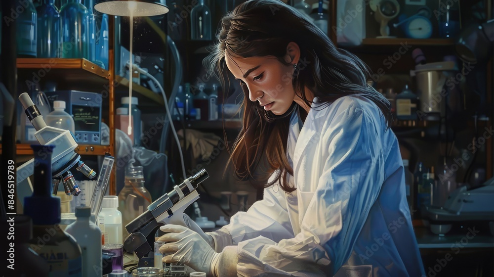 Girl in a science lab coat AI generated Girl in a science lab coat AI generated