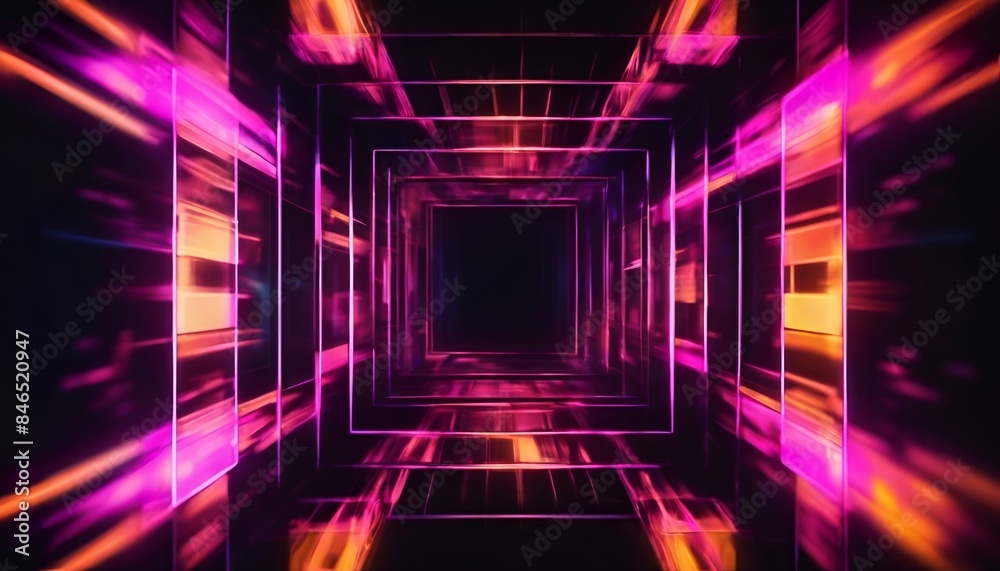 Abstract neon futuristic frame made of squares Abstract neon futuristic frame made of squares