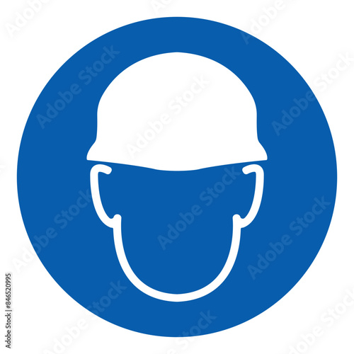 ISO mandatory safety signs wear head protection symbol and pictogram only size 1 x 1 round shape