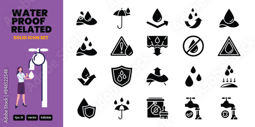 waterproof related solid icon vector design good for web and mobile app