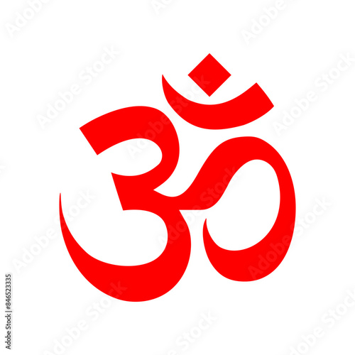 Om Hindu Religious Symbol Red Color Icon Vector