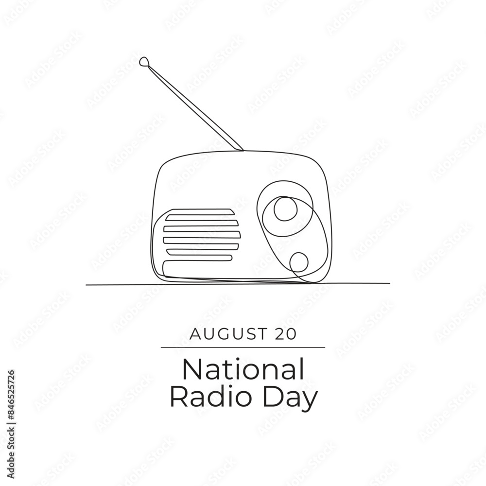 Obraz premium National Radio Day vector design template good for celebration usage. line art. continuous line. vector eps 10.