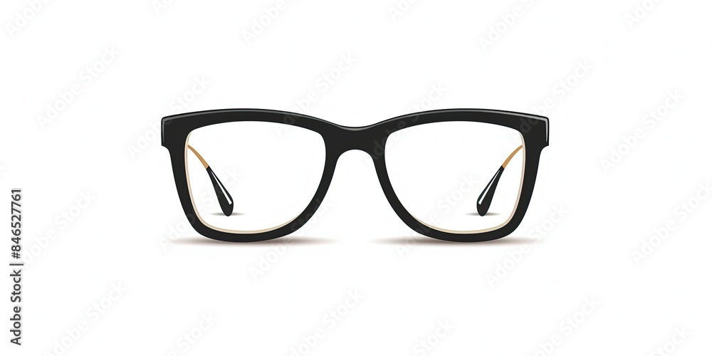 Glasses in black frames on a white background, glasses with transparent lenses, background, wallpaper. Glasses in black frames on a white background, glasses with transparent lenses, background, wallpaper.