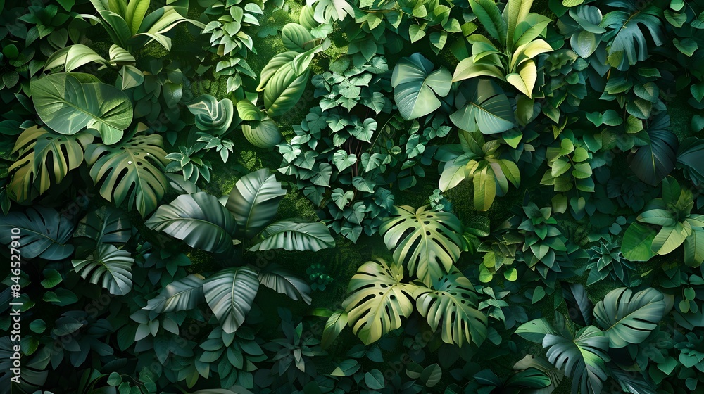 Intricate Details of a Lush Verdant Indoor Plant Wall in Digital Art Intricate Details of a Lush Verdant Indoor Plant Wall in Digital Art