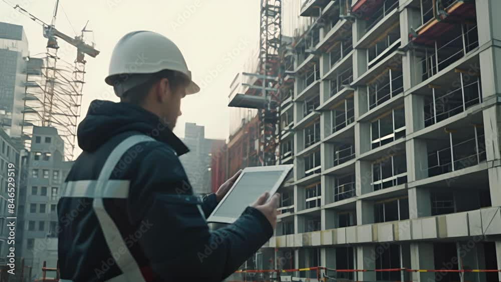 Engineer on Site with Modern Technology Engineer on Site with Modern Technology