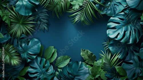 A green leafy background with a large leafy green plant in the foreground