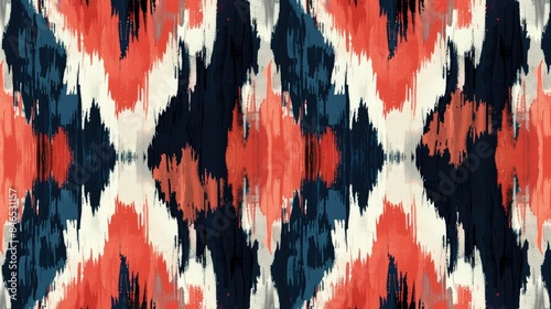 Handmade Ethnic Ikat Seamless Wallpaper for Design Projects and Greeting Cards
