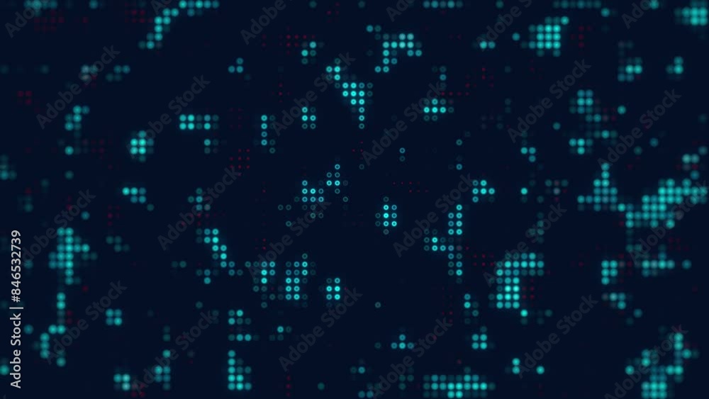 abstract binary code background dot motion graphic 