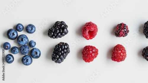 Assorted Berries on White Background, Generative AI photo