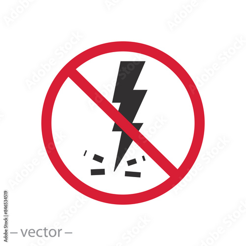 safety from electricity icon, anti static, remove surface charge, flat symbol on white background - vector illustration