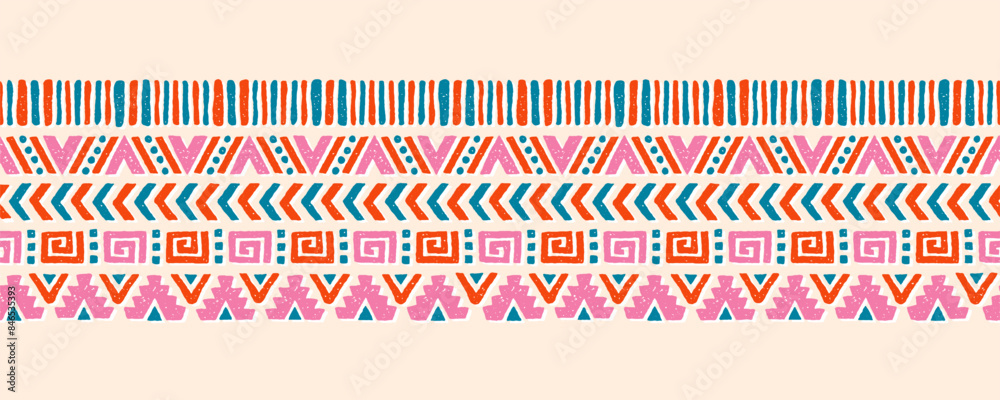 Hand drawn abstract seamless pattern, ethnic background, aztec style - great for textiles, banners, wallpapers, wrapping - vector design