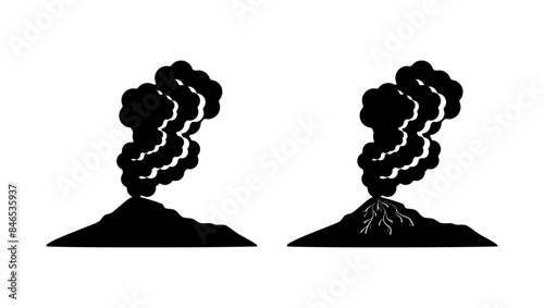 awakened volcano, black isolated silhouette
