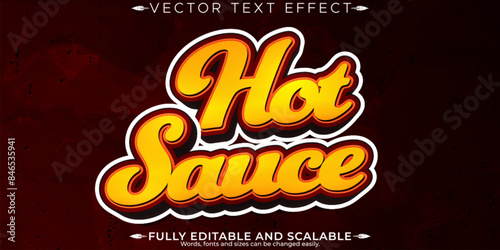 Hot sauce pepper text effect, editable mexican food fire text style