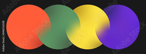 Four merged gradient circles with grain texture, good for logo design, text background