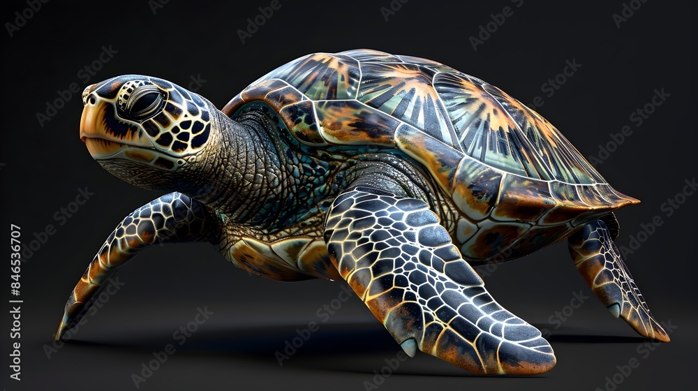 Obraz premium Regal Hawksbill Sea Turtle in Digital 3D Rendering for Conservation Campaign