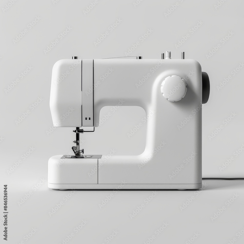 Modern White Sewing Machine on a table. 3d Rendering. Modern White Sewing Machine on a table. 3d Rendering.