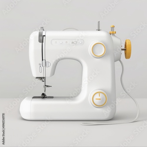 Modern White Sewing Machine on a table. 3d Rendering. © Wayu