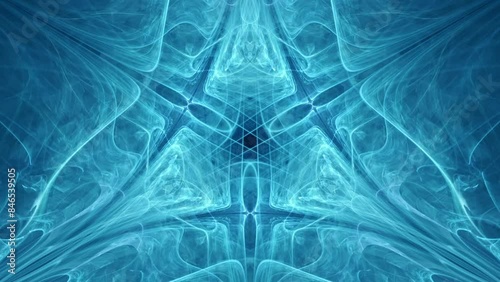Spellbinding fractal slowly taking you deeper into calming meditative consciousness with alluring blue geometric shapes endlessly looping.  