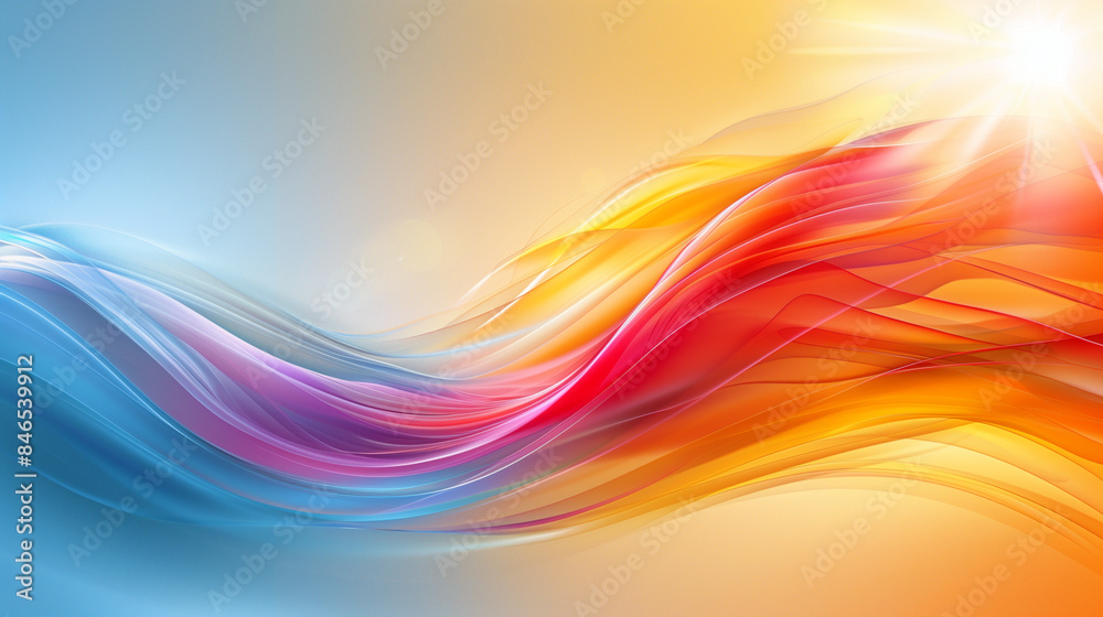 Colorful wave with a bright sun in the background. Colorful wave with a bright sun in the background.