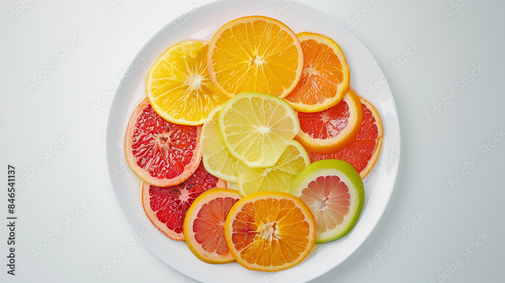 Colorful Array of Citrus Fruit Slices Arranged in a Spiral Colorful Array of Citrus Fruit Slices Arranged in a Spiral