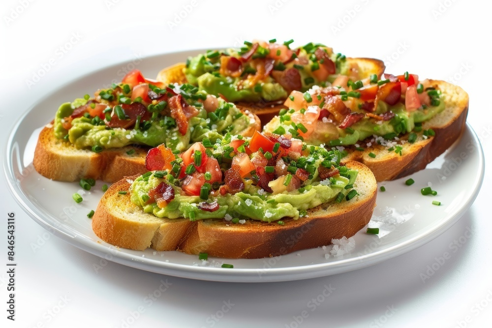 Bacon-Avocado Toast Bar with Crispy Bacon and Fresh Chopped Tomatoes Bacon-Avocado Toast Bar with Crispy Bacon and Fresh Chopped Tomatoes