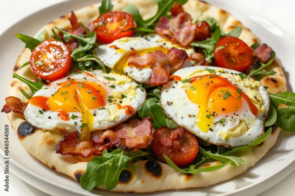 Savory Bacon and Egg Naan Flatbread with Cheese Savory Bacon and Egg Naan Flatbread with Cheese