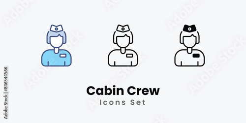 Cabin Crew icons vector set stock illustration