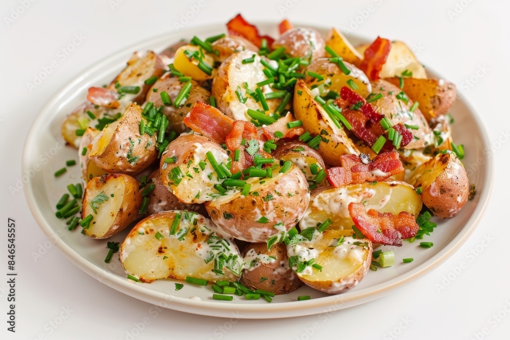 Scrumptious Bacon and Ranch Potato Salad with Charred Potato Skins and Creamy Dressing