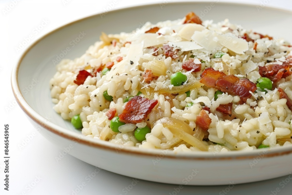 Bacon and Onion Risotto with Creamy Vialone Nano Rice and Parmesan Bacon and Onion Risotto with Creamy Vialone Nano Rice and Parmesan
