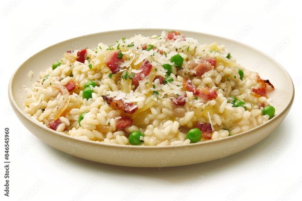 Bacon and Onion Risotto with Tender Green Peas and Crispy Bacon Bacon and Onion Risotto with Tender Green Peas and Crispy Bacon