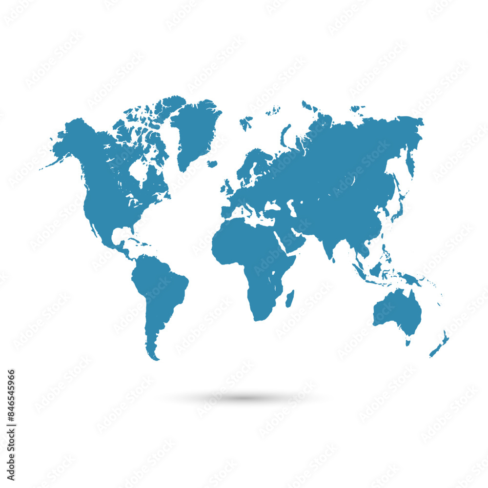 Obraz premium World map. Modern color vector map. Silhouette map.
