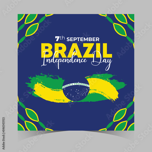 Brazil Independence Day 7 September. Independence Day Web Banner Background With Brazil Flag. Happy Brazil National Holiday Freedom Day Template For Brochure, Cover, Poster, Header, Invitation Card